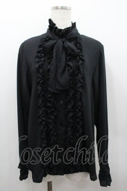 画像1: Physical Drop / スタンドフリルカラーブラウス  黒 I-26-02-06-005-LO-BL-SA-ZI