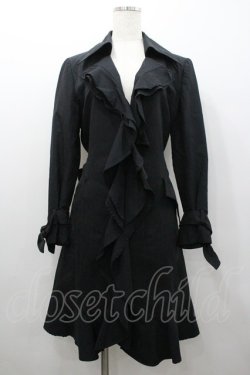 画像1: INGEBORG / フリルスプリングコート 13号 ブラック I-26-02-06-043-LO-CO-SA-ZI