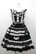 画像1: BABY,THE STARS SHINE BRIGHT / Rose Lace Rococoジャンパースカート  黒Ｘ白 I-26-02-06-044-BA-OP-SA-ZI (1)