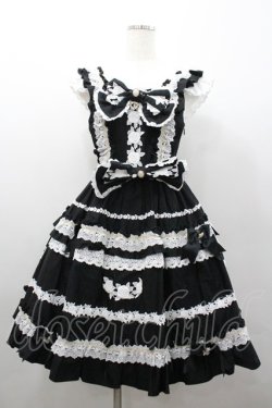 画像1: BABY,THE STARS SHINE BRIGHT / Rose Lace Rococoジャンパースカート  黒Ｘ白 I-26-02-06-044-BA-OP-SA-ZI