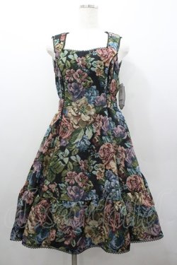 画像1: Kurumi Collaboration / TT*KRMゴブランジャンパースカート L 黒 I-26-02-06-057-EL-OP-AS-ZI