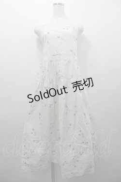 画像1: PINK HOUSE / 水玉チューリップエプロンドレス  ホワイト×ブルー I-26-02-06-066-LO-OP-SA-ZI