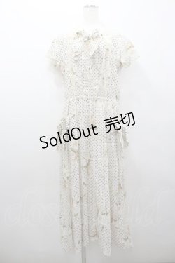 画像1: INGEBORG / 百合&ドット柄半袖ワンピース  アイボリー I-26-02-06-069-LO-OP-SA-ZI