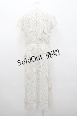 画像4: INGEBORG / 百合&ドット柄半袖ワンピース  アイボリー I-26-02-06-069-LO-OP-SA-ZI