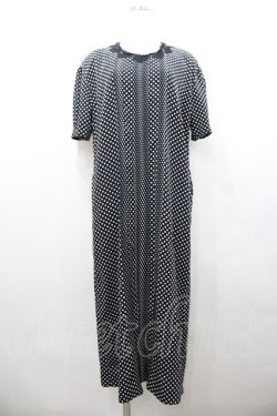 画像1: INGEBORG / レース襟デザインドット半袖ワンピース  ブラック I-26-02-06-070-LO-OP-SA-ZI