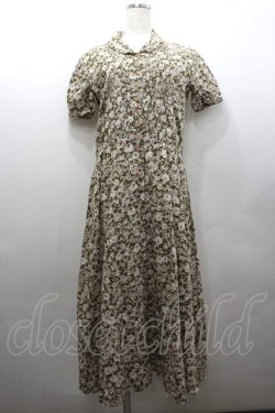 画像1: INGEBORG / 総花柄半袖前開きワンピース  ベージュ I-26-02-06-073-LO-OP-SA-ZI