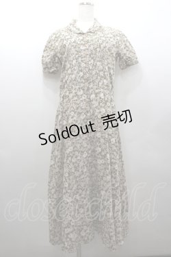 画像1: INGEBORG / 総花柄半袖前開きワンピース  ベージュ I-26-02-06-073-LO-OP-SA-ZI