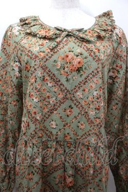 画像2: PINK HOUSE / 薔薇格子プリントミディワンピース  グリーン I-26-02-06-075-LO-OP-HR-ZI