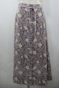 INGEBORG / 薔薇&ドットリボン柄前開きスカート L ラベンダー I-26-02-06-088-LO-SK-SA-ZI