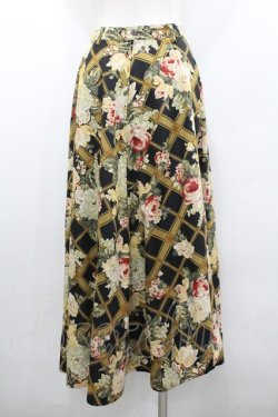 画像2: INGEBORG / ローズフラワーブーケチェックスカート  ブラック×イエロー I-26-02-06-096-LO-SK-SA-ZI