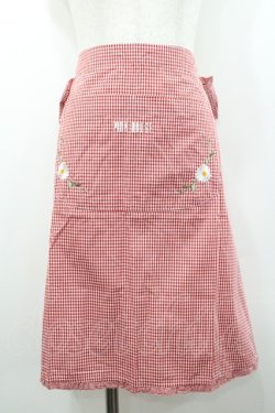 画像1: PINK HOUSE / ギンガムチェック雛菊刺繍サロンエプロン  レッド I-26-02-06-098-LO-OP-SA-ZI