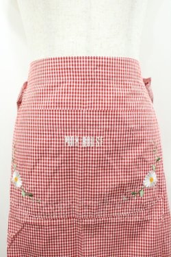 画像2: PINK HOUSE / ギンガムチェック雛菊刺繍サロンエプロン  レッド I-26-02-06-098-LO-OP-SA-ZI