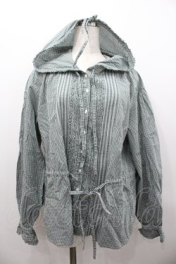 画像1: PINK HOUSE / ギンガムチェックピコフリルフードブラウス  グリーンＸ白チェック I-26-02-06-010-LO-BL-SA-ZI