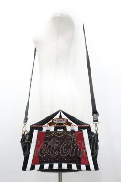 画像2: axes femme kawaii / サーカステントバッグ  黒Ｘ白Ｘボルドー I-26-02-06-105-AX-BG-SA-ZI