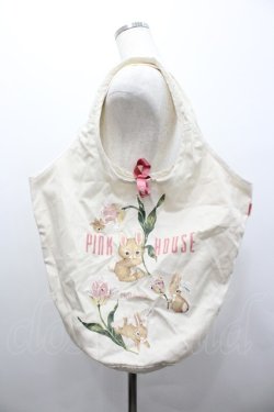 画像1: PINK HOUSE / チューリップうさぎプリントエコバッグ  キナリ I-26-02-06-112-LO-BG-SA-ZI