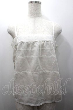 画像1: INGEBORG / 綿麻キャミソール M ホワイト I-26-02-06-016-LO-TO-SA-ZI