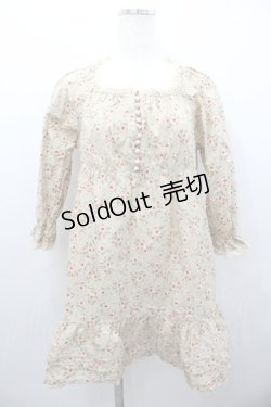 画像1: PINK HOUSE / 花柄スクウェアネック五分袖チュニック  ベージュ I-26-02-06-017-LO-BL-SA-ZI