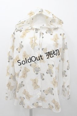 画像1: PINK HOUSE / チェックくまさん総柄フードブラウス M アイボリー I-26-02-06-018-LO-BL-SA-ZI