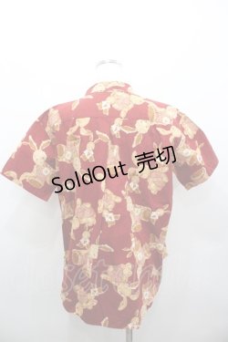 画像2: PINK HOUSE / オーバーオールうさぎさん半袖シャツ M レッド I-26-02-06-019-LO-BL-SA-ZI