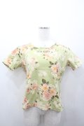 PINK HOUSE / ローズブーケ半袖カットソー L グリーン I-26-02-06-020-LO-TO-SA-ZI