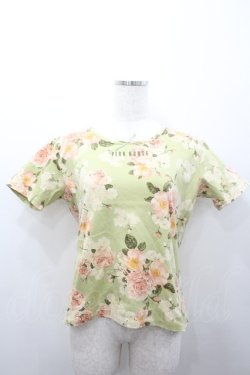 画像1: PINK HOUSE / ローズブーケ半袖カットソー L グリーン I-26-02-06-020-LO-TO-SA-ZI