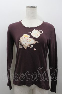 画像1: PINK HOUSE / ティーカップpt長袖Tシャツ M ブラウン I-26-02-06-021-LO-TS-SA-ZI
