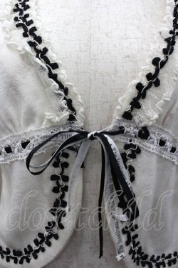 画像2: FRILL / はしごレースリボンカーディガン  白Ｘ黒 I-26-02-06-028-HN-TO-SA-ZI