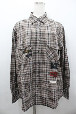 画像1: Karl Helmut / チェック&ワッペン長袖シャツ  ブラウン I-26-02-06-030-EL-BL-SA-ZI