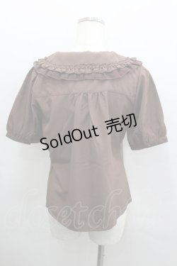 画像3: axes femme POETIQUE / リボンフリル半袖ブラウス  モカ I-26-02-08-037-AX-BL-HR-ZI