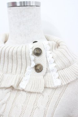 画像2: axes femme / 釦付き袖レースニットプルオーバー  ベージュ I-26-02-08-039-AX-TO-HR-ZI