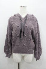 画像1: axes femme / ケーブル編みニットパーカー  パープル I-26-02-08-041-AX-TO-SA-ZT0406K (1)