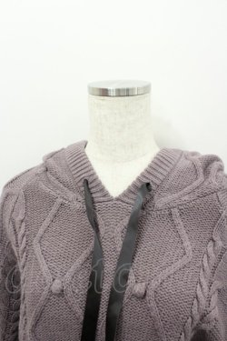 画像2: axes femme / ケーブル編みニットパーカー  パープル I-26-02-08-041-AX-TO-SA-ZI