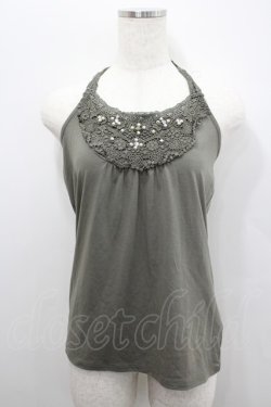 画像1: axes femme / /レースホルターネック  カーキ I-26-02-08-042-AX-TO-HR-ZI