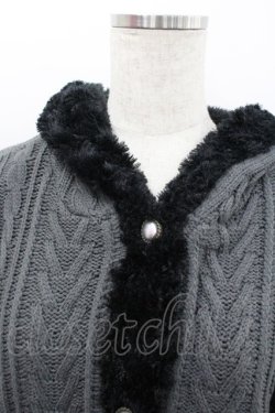 画像2: axes femme / ニット&ボアリバーシブルカーディガン  グレーＸ黒 I-26-02-08-045-AX-TO-SA-ZI