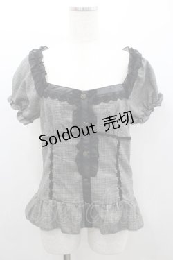 画像1: axes femme / チェック柄ペプラムトップス  黒チェック I-26-02-08-046-AX-TO-SA-ZI