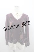 axes femme / アーガイルニット重ね風シャツトップス  パープルＸアイボリー I-26-02-08-047-AX-TO-SA-ZI