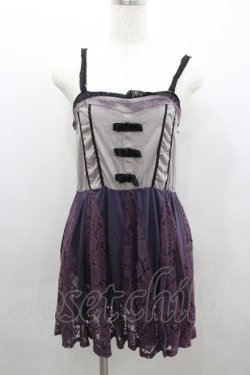 画像1: axes femme / レース切り替えキャミチュニック  グレーＸパープル I-26-02-08-048-AX-TO-SA-ZI