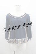 axes femme / 裾チェックフリルニットトップス  ネイビーＸブラウン I-26-02-08-050-AX-TO-SA-ZI