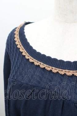 画像2: axes femme / 裾チェックフリルニットトップス  ネイビーＸブラウン I-26-02-08-050-AX-TO-SA-ZI