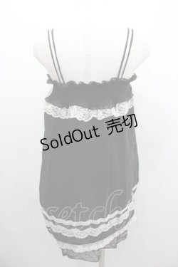 画像3: axes femme / フロッキー薔薇プリントシフォンキャミベビードール  黒Ｘ白Ｘベージュ I-26-02-08-053-AX-OP-SA-ZI