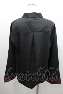 画像3: axes femme / ジャガード切替フレア袖ブラウス  黒Ｘボルドー I-26-02-08-054-AX-BL-SA-ZI