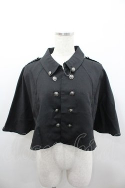 画像1: axes femme / チェーン付きダブル釦ケープ  黒 I-26-02-08-055-AX-JA-SA-ZI