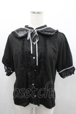 画像1: axes femme / モチーフ刺繍ブラウス  黒 I-26-02-08-058-AX-BL-SA-ZI