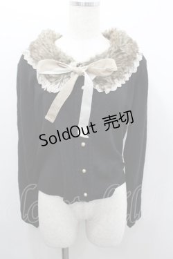 画像1: axes femme / ファー付ニットカーデ  黒Ｘブラウン I-26-02-08-059-AX-TO-SA-ZI