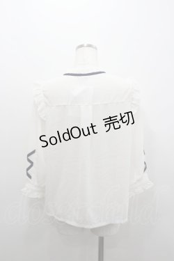 画像3: axes femme POETIQUE / ローズ刺繍レースアップブラウス  白Ｘ紺 I-26-02-08-006-AX-BL-SA-ZI