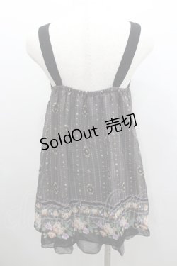 画像3: axes femme / ストライプフラワープリントノースリーブトップス  グレーＸ黒 I-26-02-08-060-AX-TO-SA-ZI