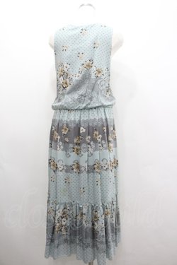 画像3: axes femme / フラワー&レースドットプリントノースリーブワンピース  ミントＸグレー I-26-02-08-065-AX-OP-SA-ZI