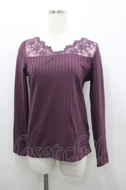 画像1: axes femme / 繊細レース長袖インナー  パープル I-26-02-08-071-AX-TO-HR-ZI