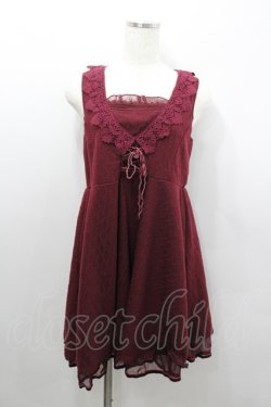 画像1: axes femme / ウエストレースアップワンピース  ボルドー I-26-02-08-072-AX-OP-SA-ZI