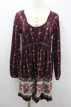 画像1: axes femme / ローズパネル柄カットチュニ  ボルドー I-26-02-08-075-AX-OP-SA-ZI